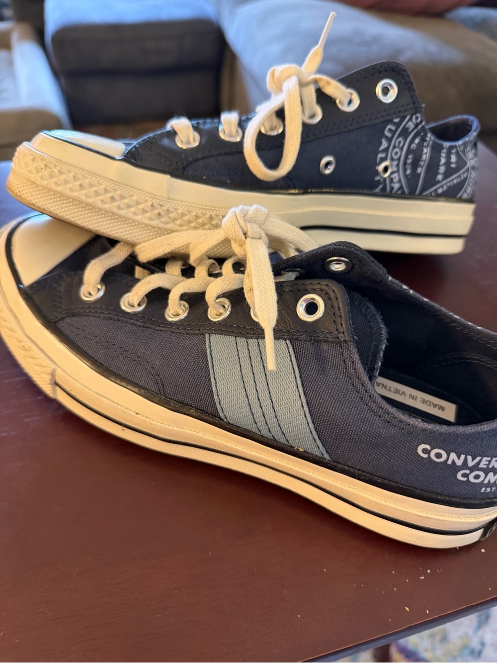 Converse Low Top Sneakers in Navy and Cream